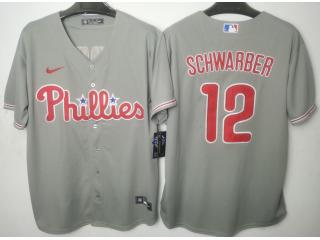 Nike Philadelphia Phillie 12 Kyle Schwarber Baseball Jersey Gray