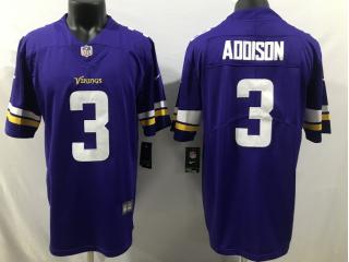 Minnesota Vikings 3 Jordan Addison Football Jersey Legend Purple