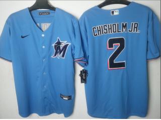 Nike Miami Marlins 2 Jazz Chisholm Jr. Flexbase Baseball Jersey Blue