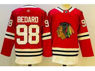 Adidas Chicago Blackhawks 98 Connor Bedard Ice Hockey Jersey Red