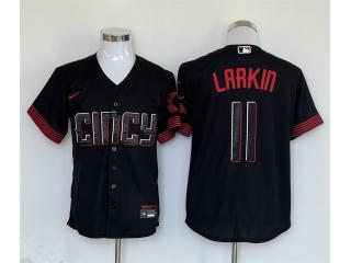 Nike Cincinnati Reds 11 Barry Larkin Baseball Jersey Black City Edition