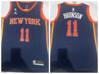 Jordan New York Knicks 11 Jalen Brunson Basketball Jersey Navy Blue