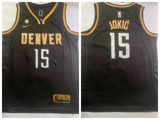 Nike Denver Nuggets 15 Nikola Jokić Basketball Jersey Black Gold