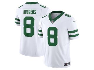 New York Jets 8 Aaron Rodgers Football Jersey Legend White Retro