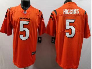 Cincinnati Bengals 5 Tee Higgins Football Jersey Legend Orange