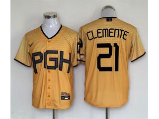 Nike Pittsburgh Pirates 21 Roberto Clemente Baseball Jersey Yellow