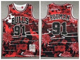 Chicago Bulls 91 Dennis Rodman Basketball Jersey Rabbit Year Retro