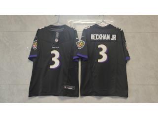 Baltimore Ravens 3 Odell Beckham Jr Football Jersey Black Three Dynasties