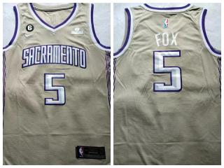 Nike Sacramento Kings 5 DeAaron Fox Basketball Jersey Gray