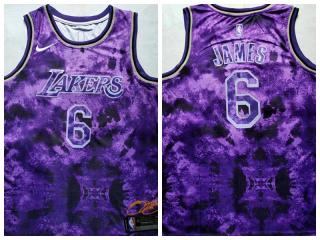 Los Angeles Lakers 6 LeBron James Basketball Jersey Purple