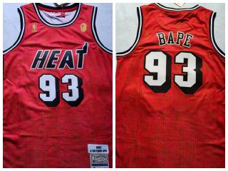 Miami Heat 93 BAPE Basketball Jersey Red Retro