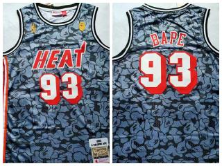Miami Heat 93 BAPE Basketball Jersey Gray Retro