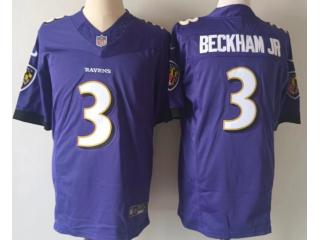 Baltimore Ravens 3 Odell Beckham Jr Football Jersey Purple Three Dynasties