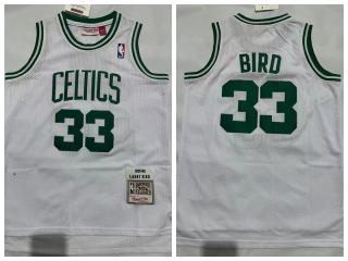 Youth Boston Celtics 33 Larry Bird Basketball Jersey White Retro