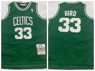 Youth Boston Celtics 33 Larry Bird Basketball Jersey Green Retro