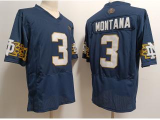 Norte Dame Fighting 3 Joe Montana College Football Jersey Navy Blue