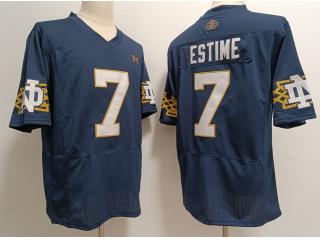 Norte Dame Fighting 7 Audric Estime College Football Jersey Navy Blue