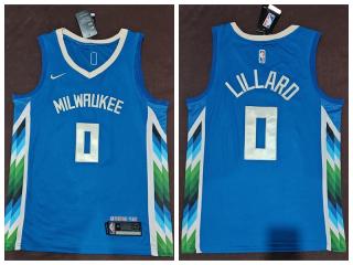 Nike Milwaukee Bucks 0 Damian Lillard Basketball Jersey Blue