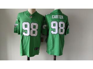 Philadelphia Eagles 98 Jalen Carter Football Jersey Green Three Dynasties