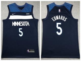 Nike Minnesota Timberwolv 5 Anthony Edwards Basketball Jersey Navy Blue