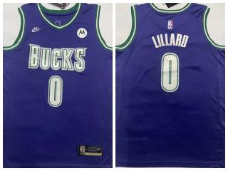 Nike Milwaukee Bucks 0 Damian Lillard Basketball Jersey Purple