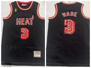 Miami Heat 3 Dwyane Wade Basketball Jersey Black Retro