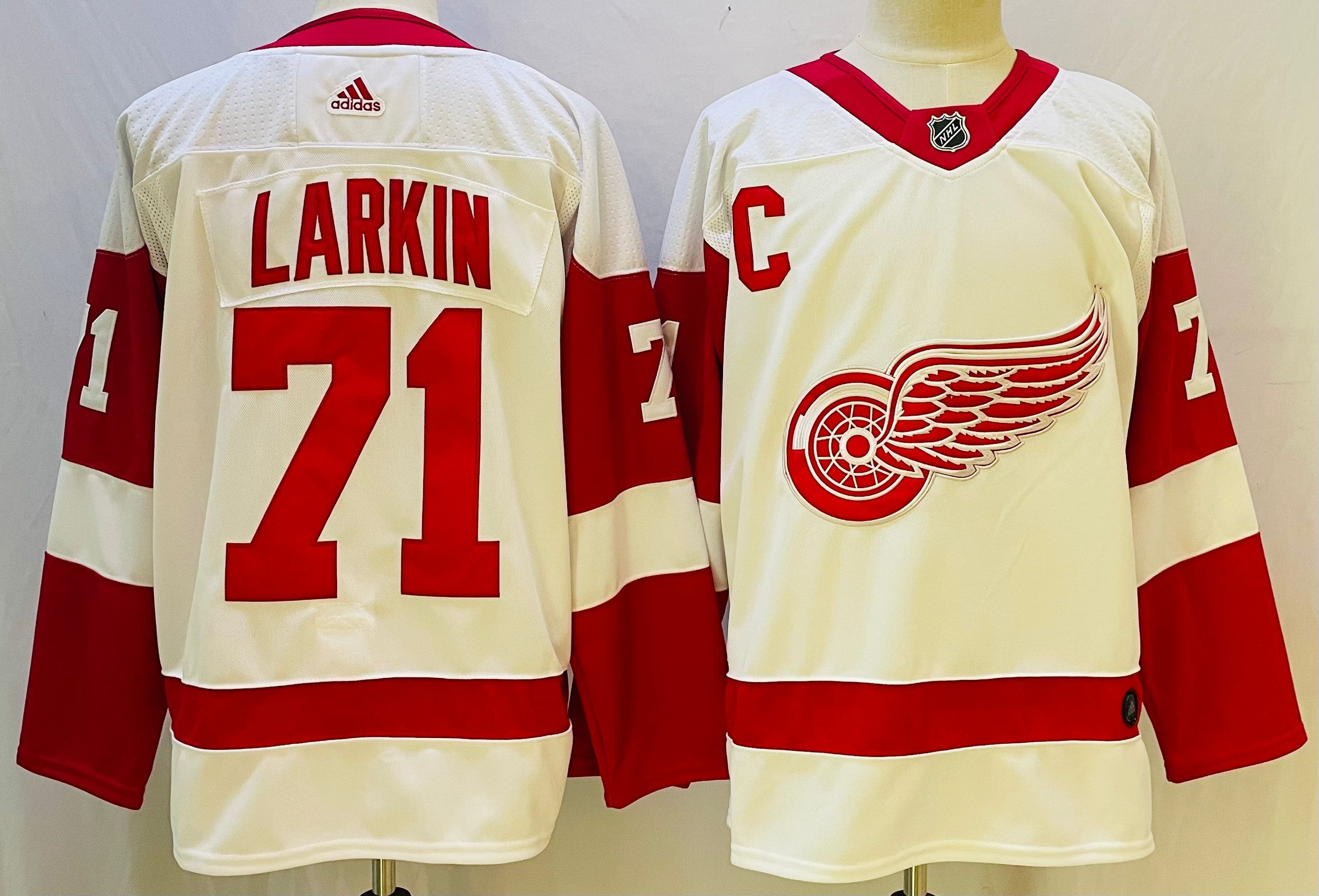 Adidas Classic Detroit Red Wings 71 Philip Larkin Ice Hockey Jersey White