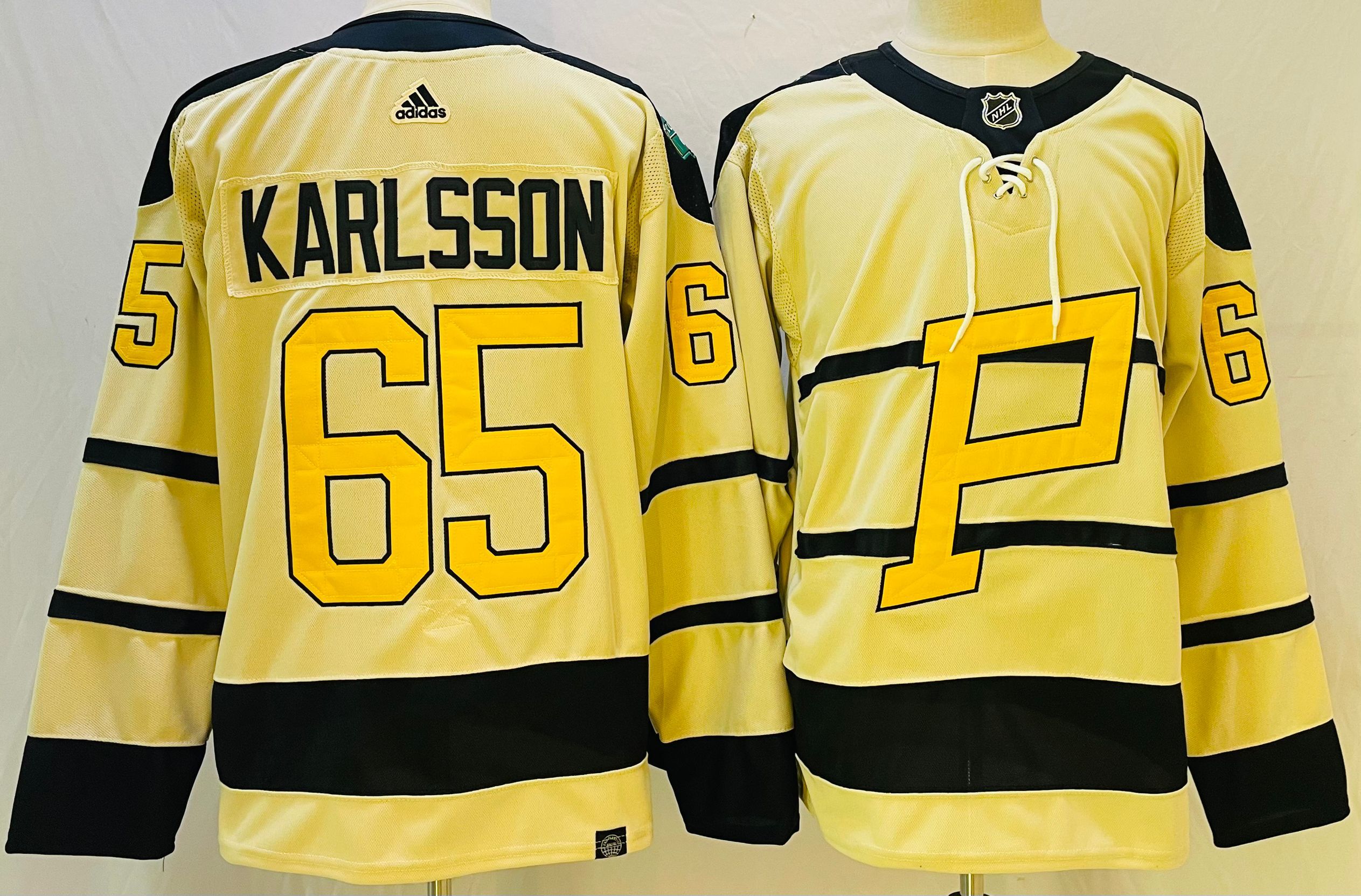 Adidas Pittsburgh Penguins 65 Erik Karlsson Ice Hockey Jersey Beige