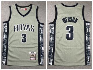 Georgetown Hoyas 3 Allen Iverson College Basketball Throwback Jersey Grey