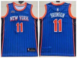 New York Knicks 11 Jalen Brunson Basketball Jersey Blue City Edition
