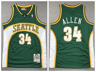 Seattle Super Sonics 34 Ray Allen Basketball Jersey Green Retro