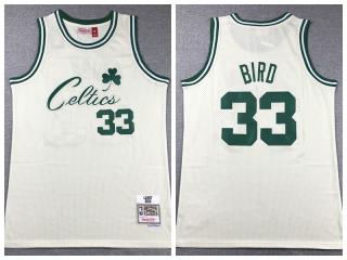 Boston Celtics 33 Larry Bird Basketball Jersey Cream Retro