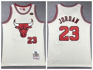 Chicago Bulls 23 Michael Jordan Basketball Jersey Cream Retro