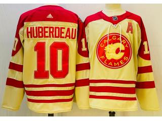 Adidas Calgary Flames 10 Jonathan Huberdeau Ice Hockey Jersey Beige