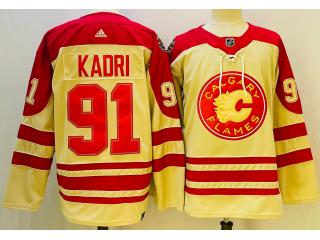 Adidas Calgary Flames 91 Nazem Kadri Ice Hockey Jersey Beige 