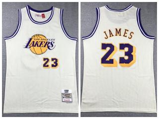 Los Angeles Lakers 23 LeBron James Basketball Jersey Cream Retro