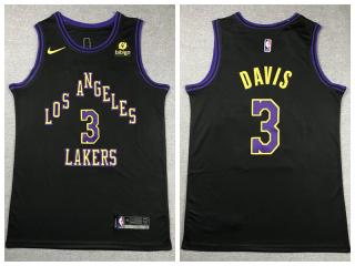NIke Los Angeles Lakers 3 Anthony Davis Basketball Jersey Black City Edition