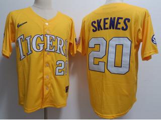 LSU Tigers 20 Paul Skenes College Baseball Jersey Yellow