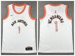 Youth Nike San Antonio Spurs 1 Victor Wembanyama Basketball Jersey White City Edition