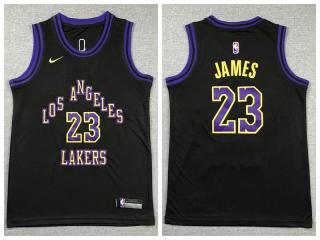 Youth NIke Los Angeles Lakers 23 LeBron James Basketball Jersey Black City Edition