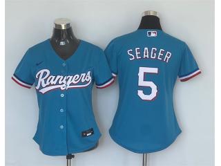 Women Nike Texas Rangers 5 Corey Seager Baseball Jersey Blue
