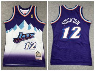 Youth Utah Jazz 12 John Stockton Basketball Jersey Purple Retro