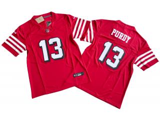 San Francisco 49ers 13 Brock Purdy Football Jersey Red Three Dynasties