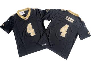New Orleans Saints 4 Derek Carr Football Jersey Black Three Dynasties