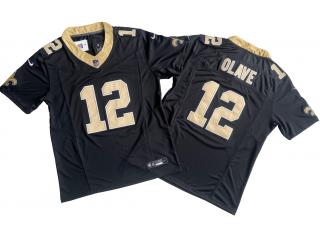 New Orleans Saints 12 Chris Olave Football Jersey Black Three Dynasties
