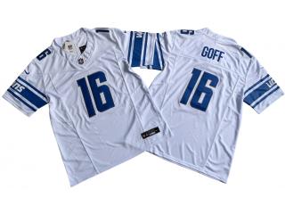 Detroit Lions 16 Jared Goff Football Jersey White Three Dynasties