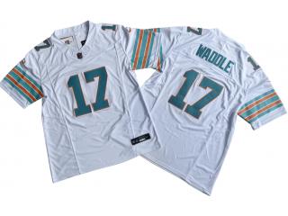 Miami Dolphins 17 Jaylen Waddle Football Jersey White Three Dynasties