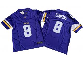 Minnesota Vikings 8 Kirk Cousins Football Jersey Purple Three Dynasties