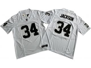Oakland Raiders 34 Bo Jackson Football Jersey White Three Dynasties
