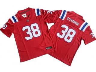 New England Patriots 38 Rhamondre Stevenson Football Jersey Red Three Dynasties